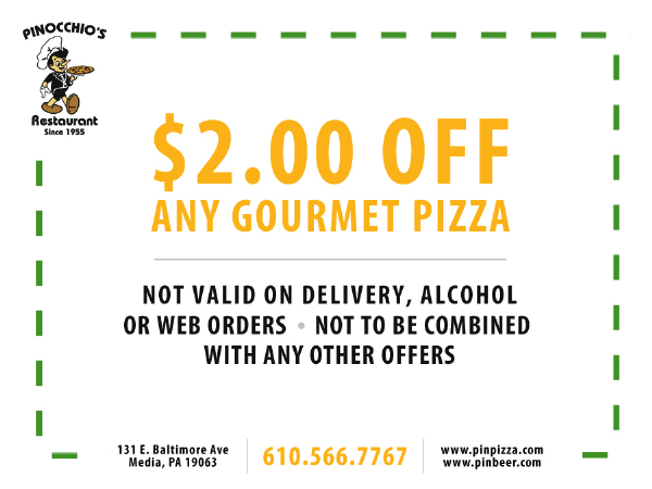 $2.00 off any gourmet pizza